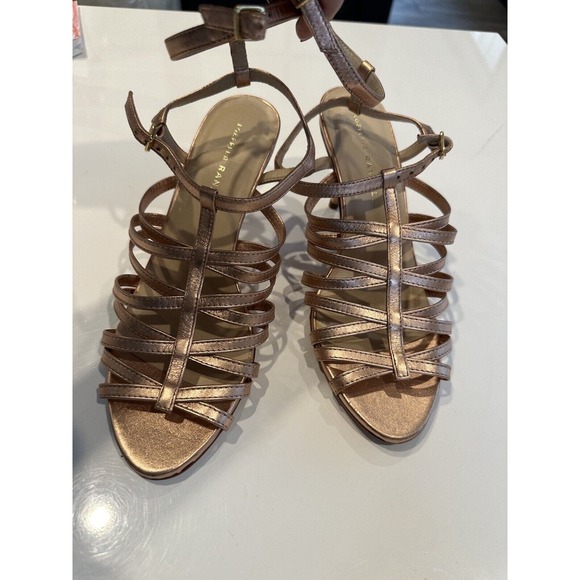 Loeffler Randall Rose Gold Strappy Kitten Heel Sandal Size 7.5 - Picture 7 of 16